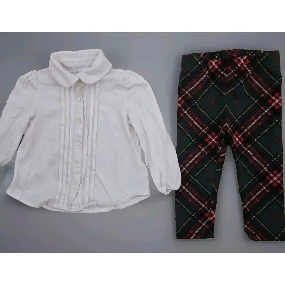 RALPH LAUREN‎ Baby Christmas Holiday plaid Outfit set 12mos- MC1